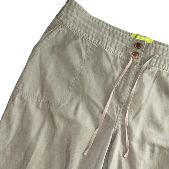 Sigrid Olsen Pants Womens Tan 100% Linen Blend  Capri Front Tie Poet Crop 14 P - Picture 3 of 12